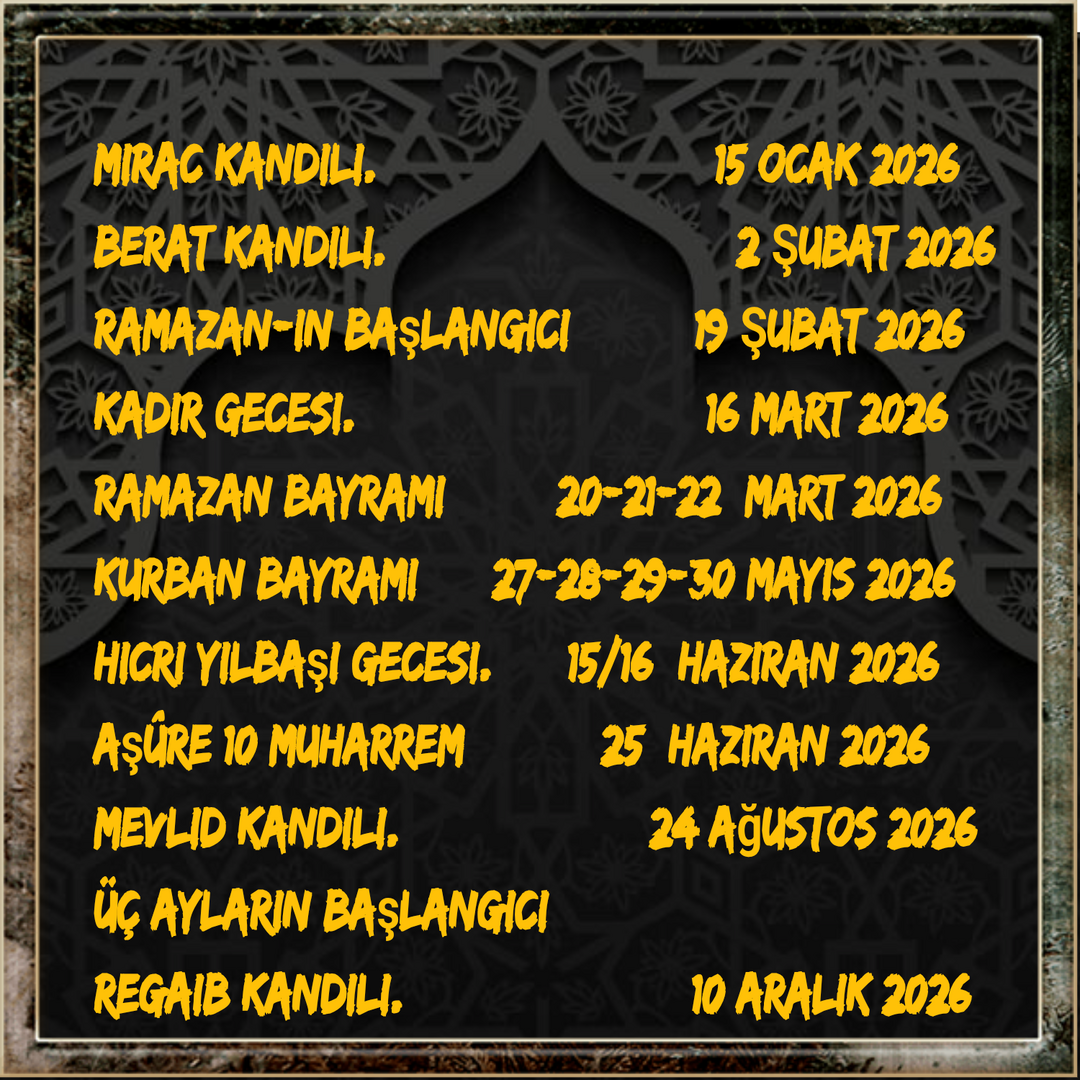 Dini Günler 2025-2026