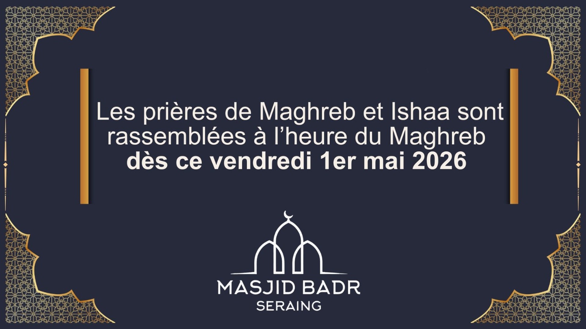 Regroupement prières Soir Masjid Badr