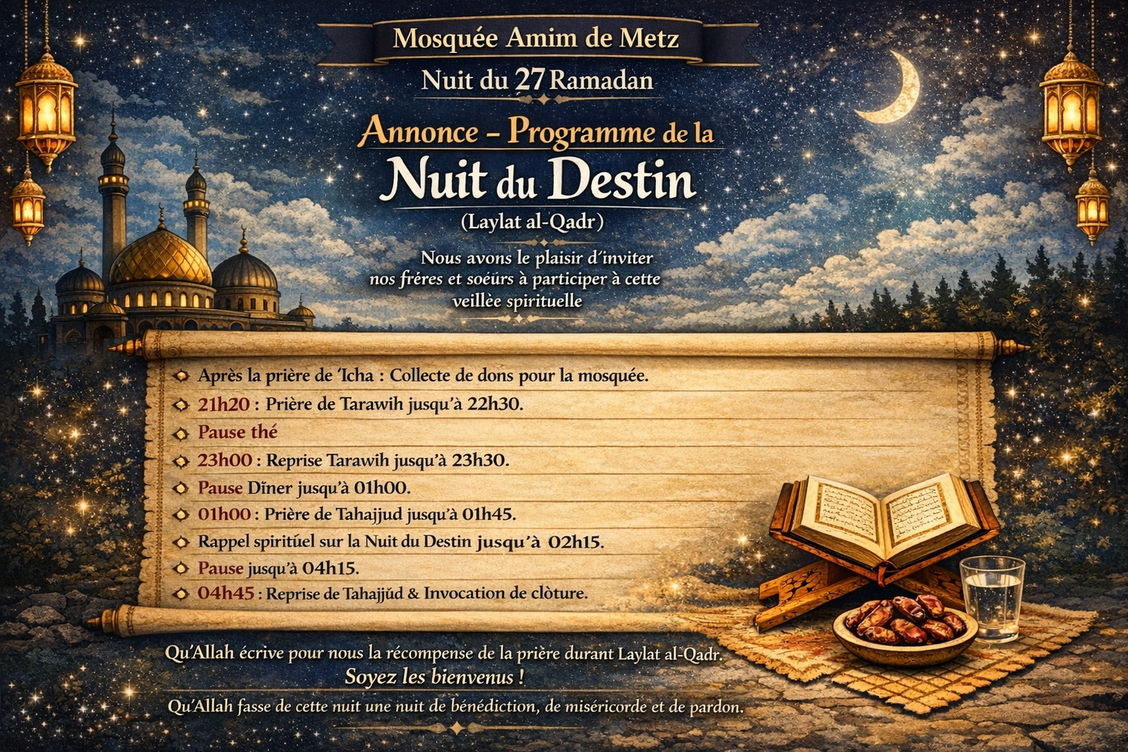 Programme Laylat Al Qadr (nuit du 27)