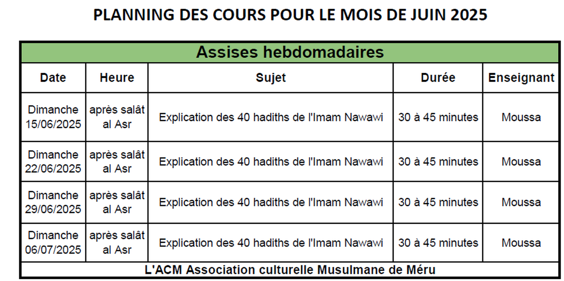 Assises - Cours Juin