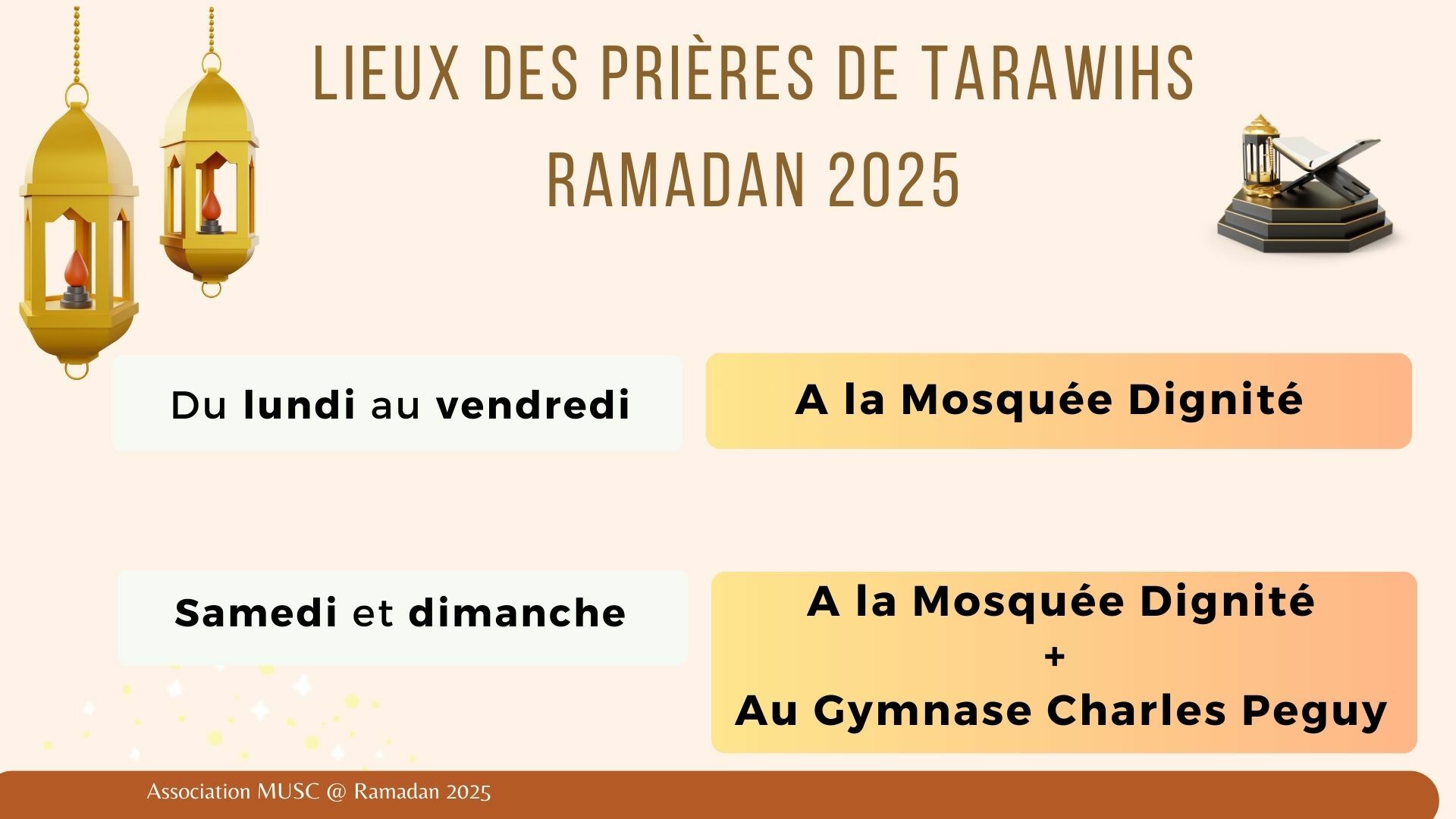 Lieux des Tarawihs