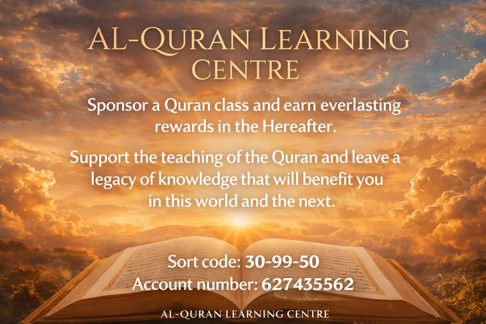 DONATION 4 QURAN & ISLAMIC STUDY CLASSES