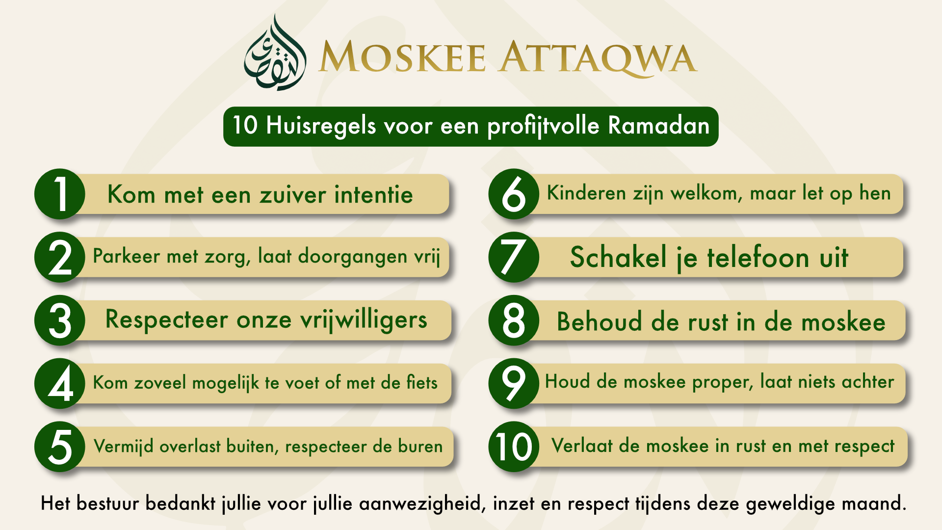10 Richtlijnen tijdens de Ramadan