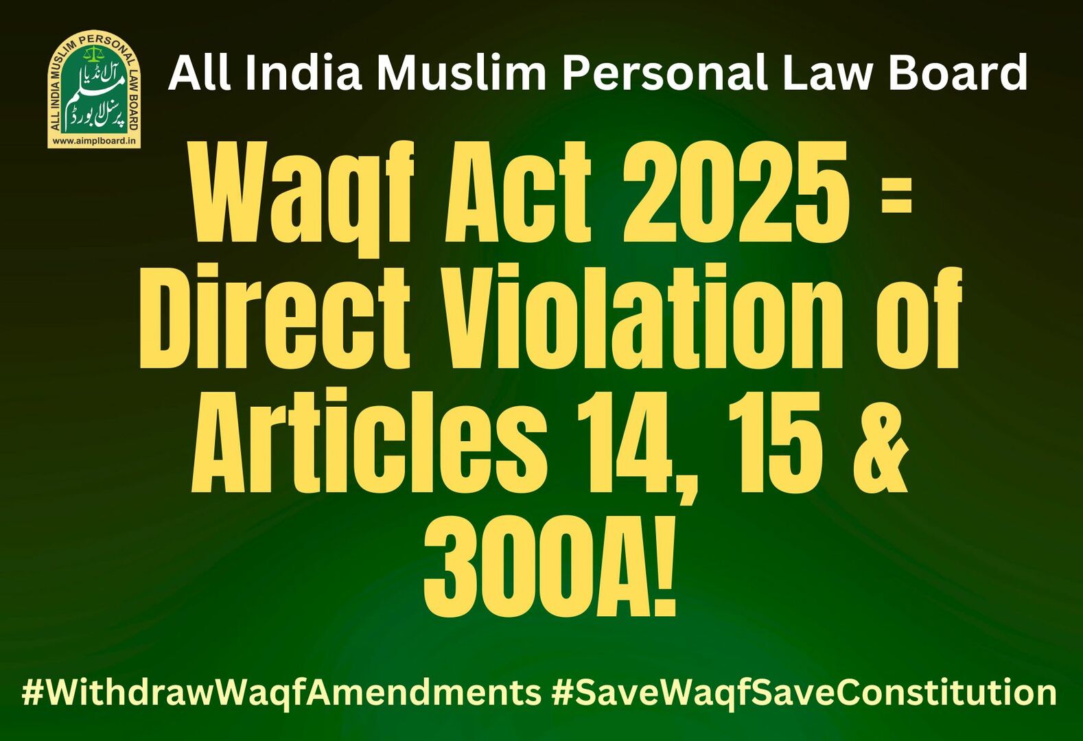 No To Waqf Amendment Act