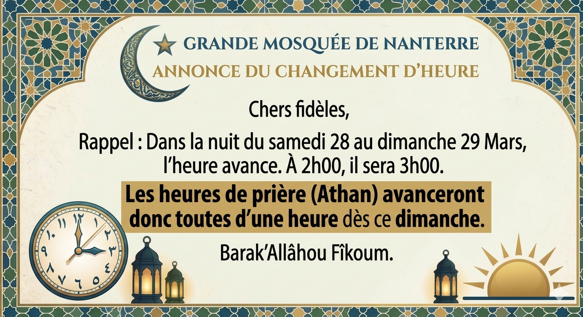 Passage heure d'été