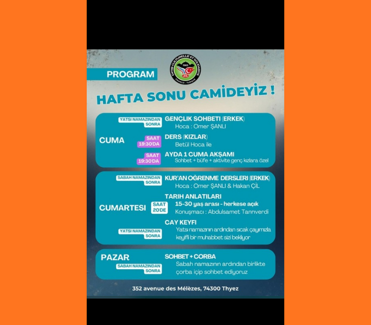 Hafta sonu camideyiz