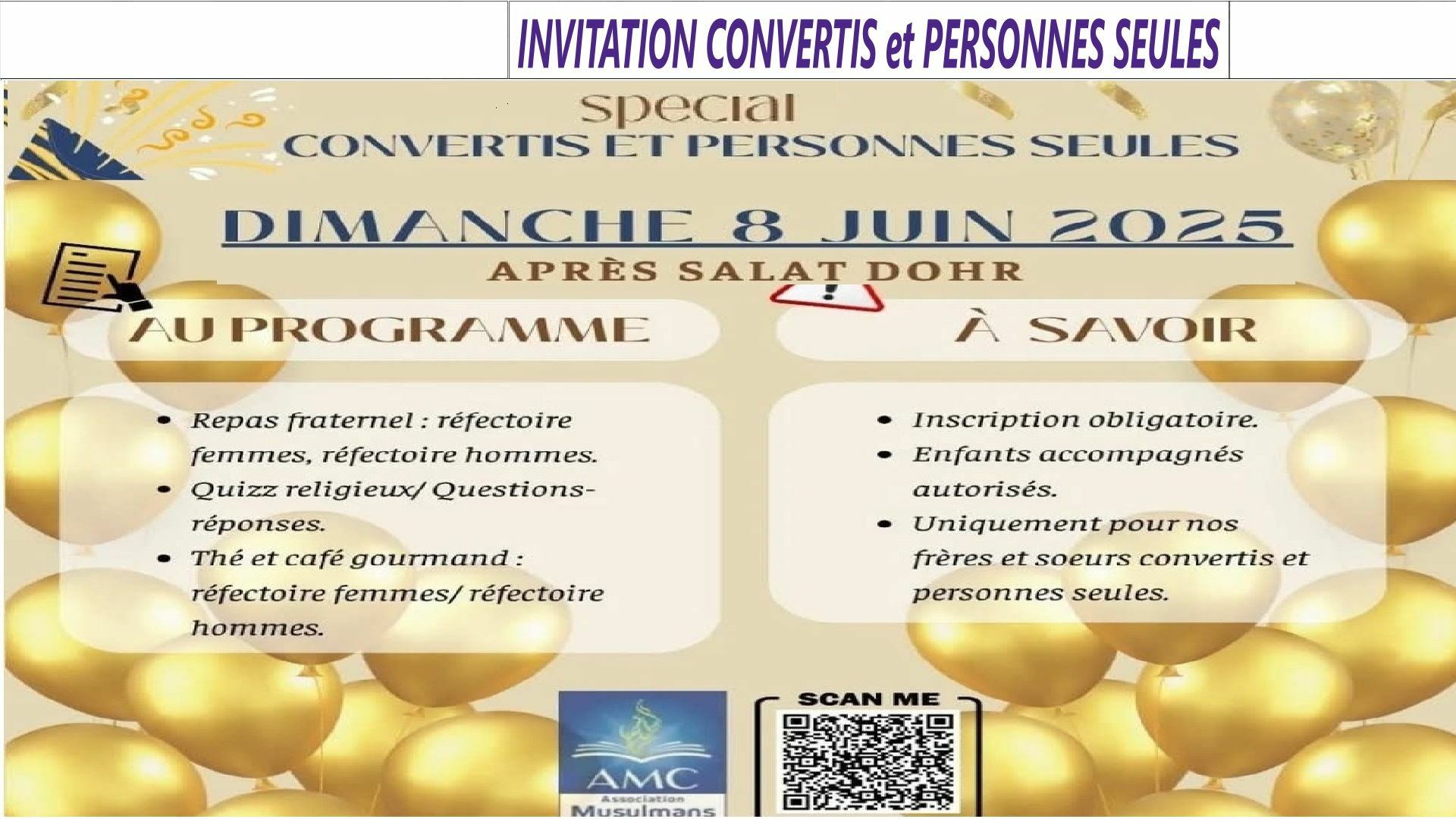 Invitation Convertis et personnes seules