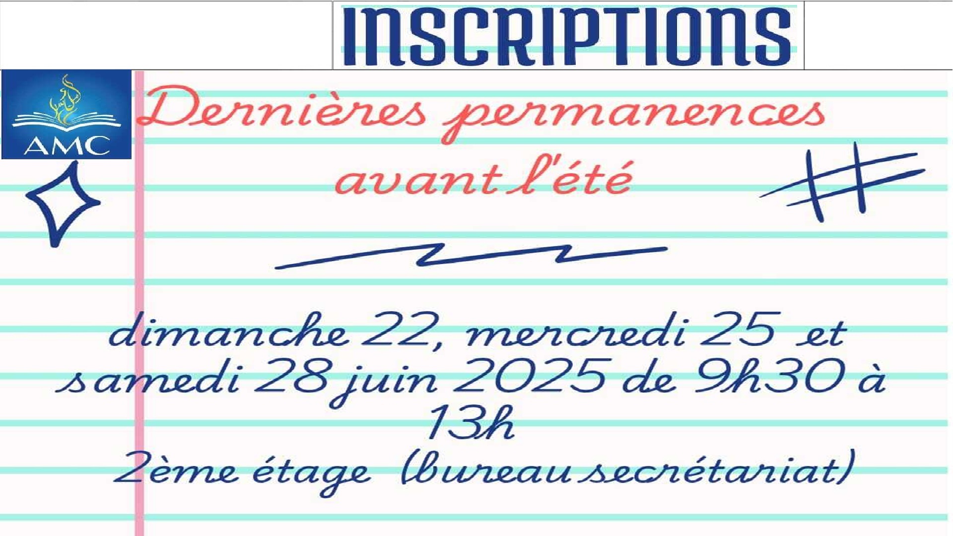 INSCRIPTIONS Nouvelles dates