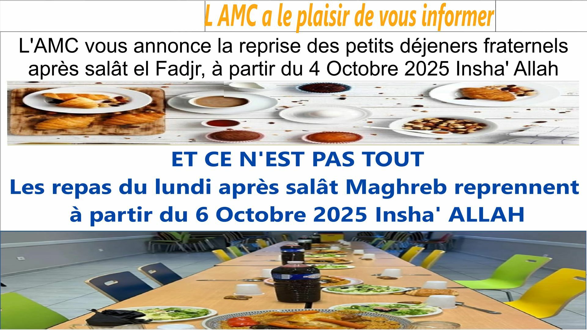 REPRISE PETIT DEJ ET REPAS