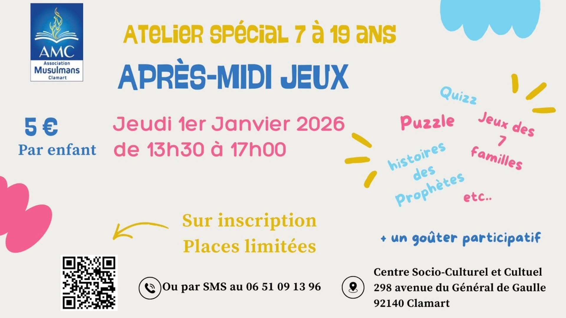 ATELIER SPECIAL 7 à 19 ans