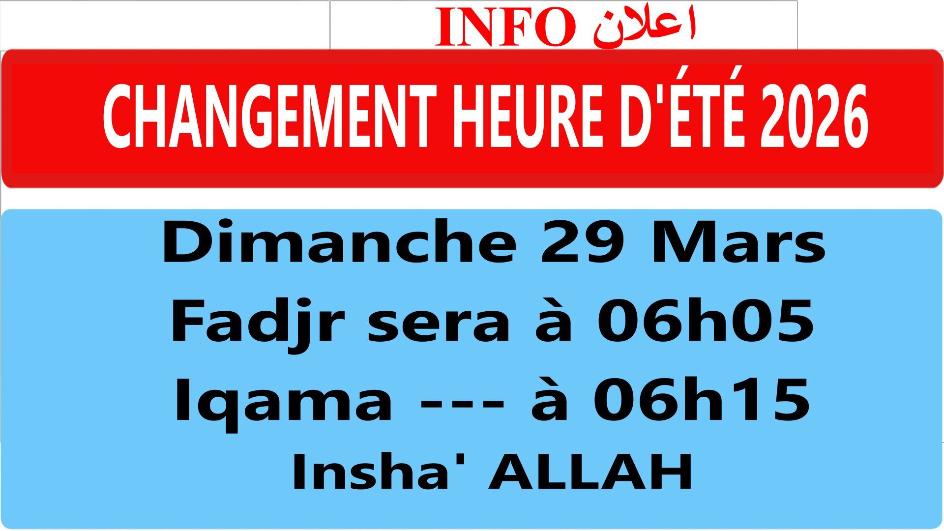 CHANGEMENT HEURE D'ÉTÉ