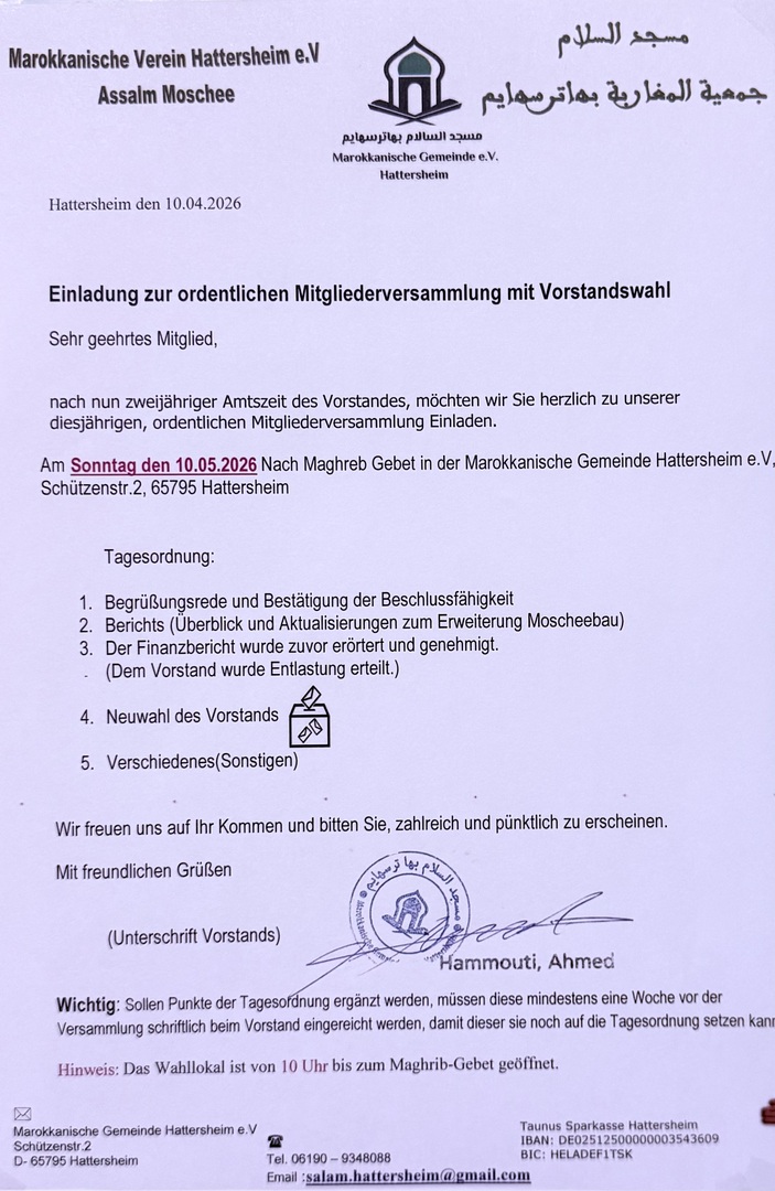 Mitgliederversammlung mit Vorstandswahl