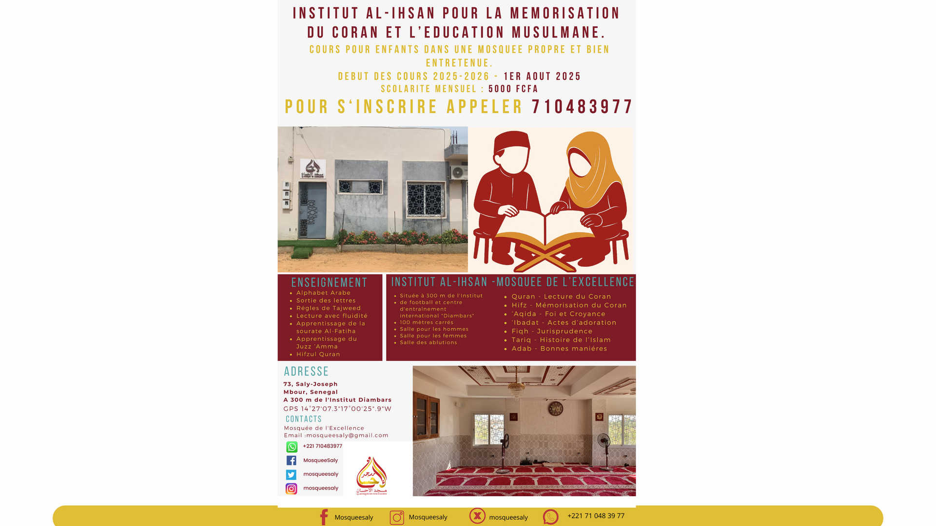 Mawaqit Annonce MSALY Institut Al-Ihsan