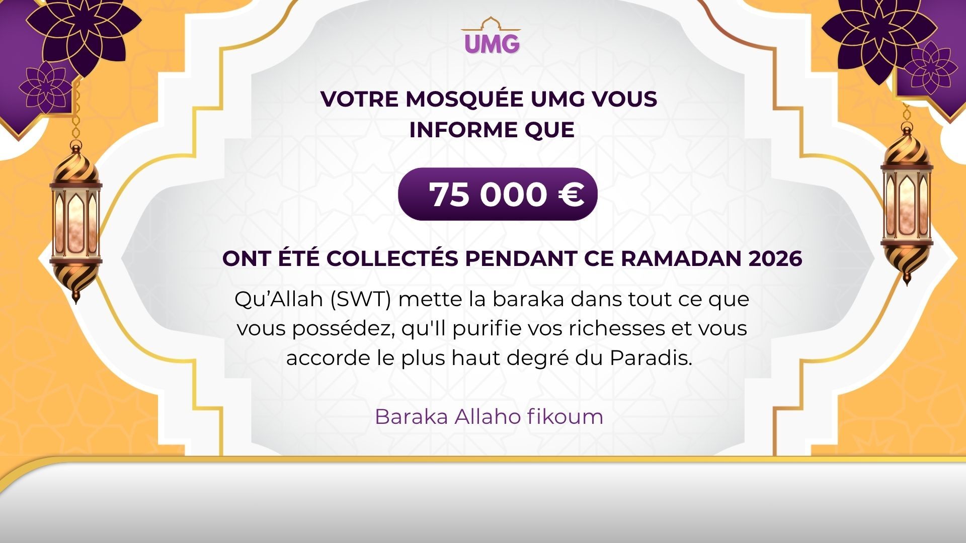 Somme collectée pendant Ramadan