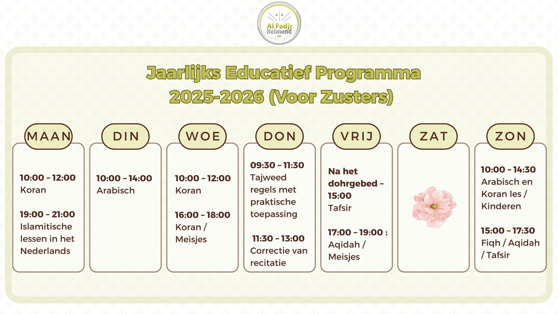 Jaarlijks Programma (Voor Zusters)