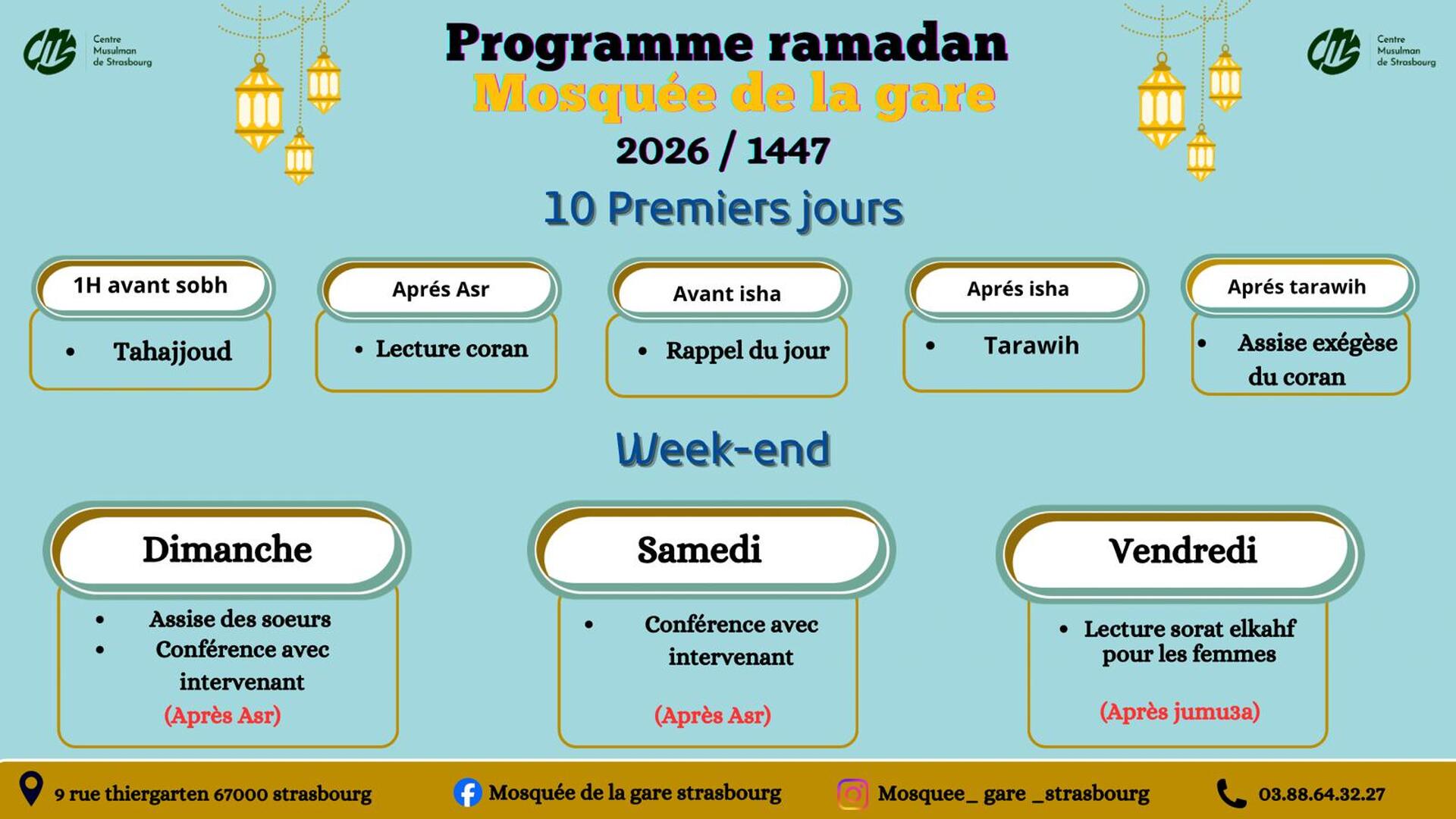 Programme 10 premiers jours de Ramadan