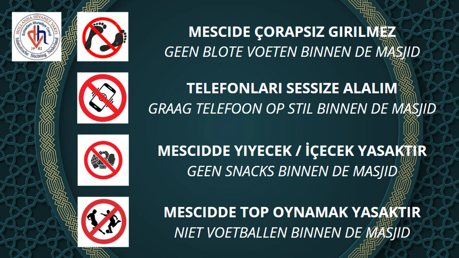 Huisregels moskee / cami ev kuralları