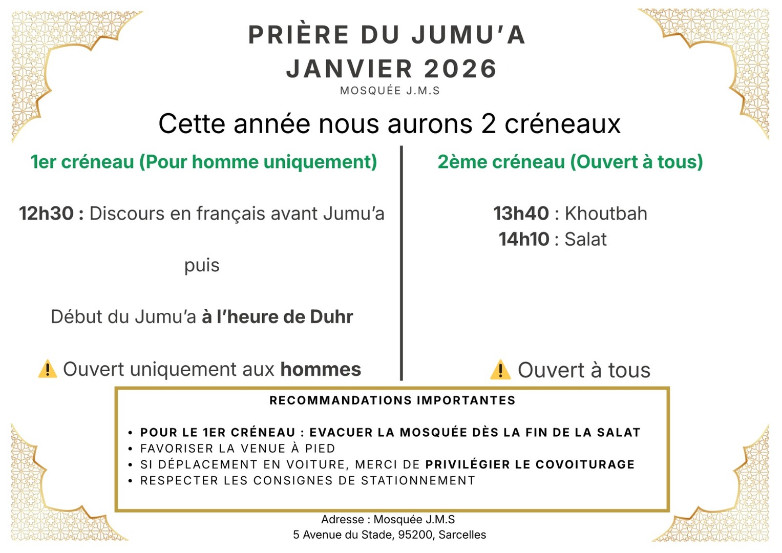 Déroulement Jumuaa