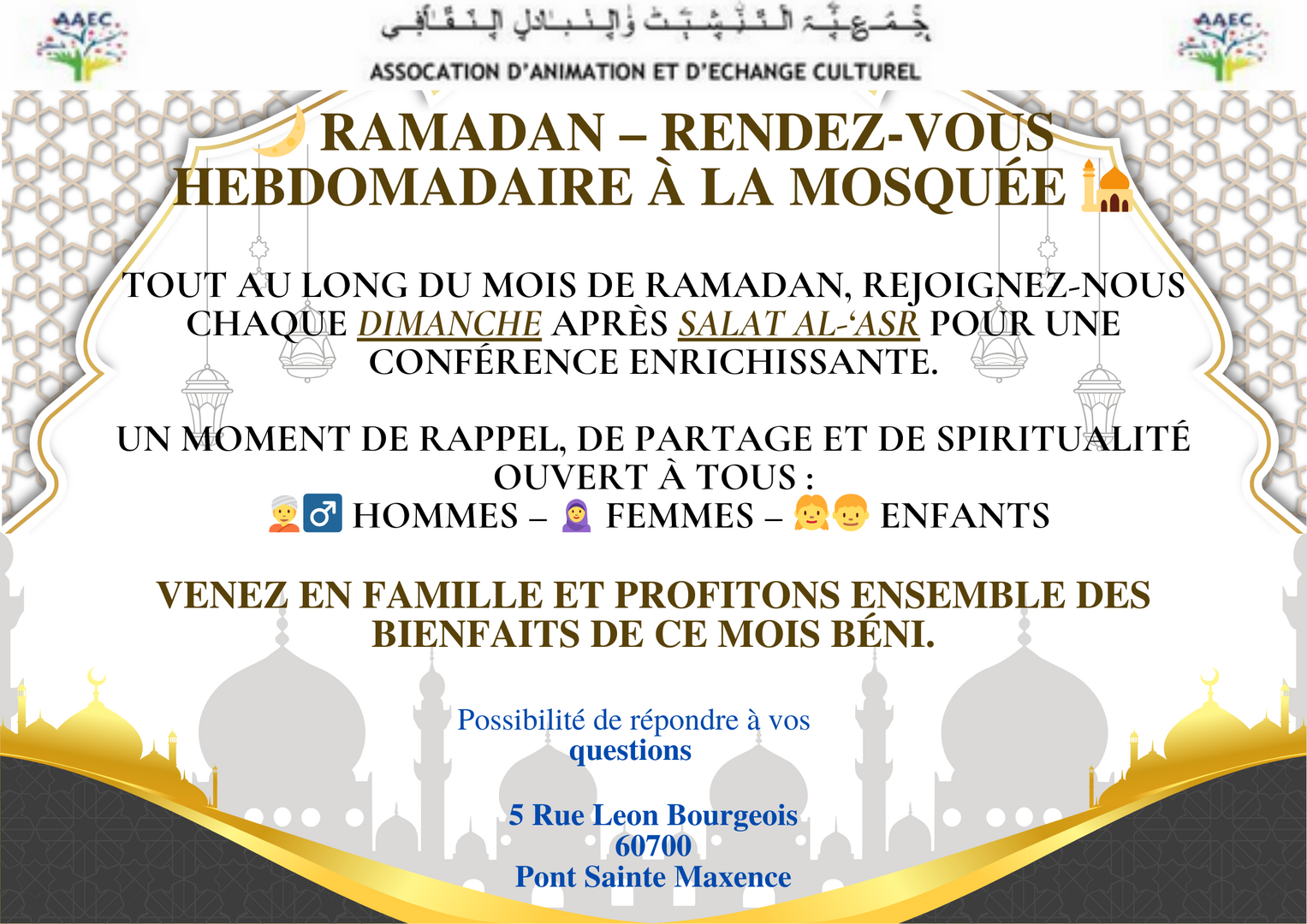 Conférence hebdomadaire RAMADAN