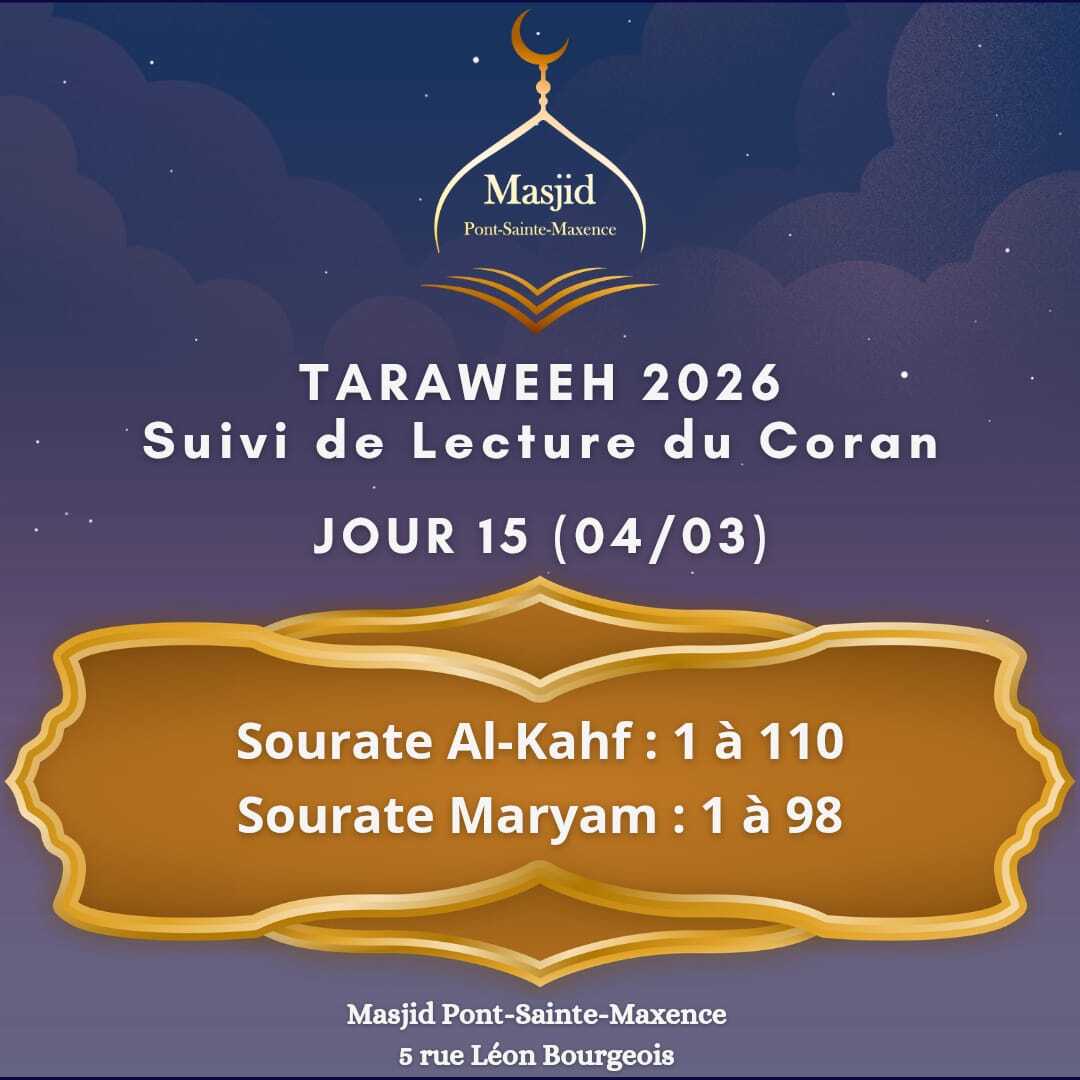 Suivi de lecture de Coran pdt Taraweeh