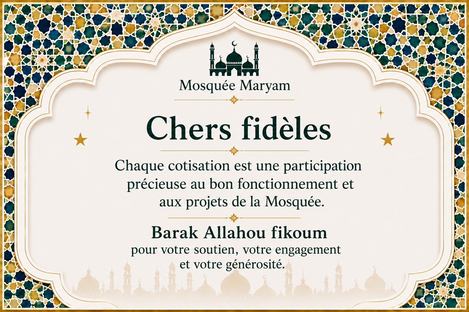 Chers fidèles