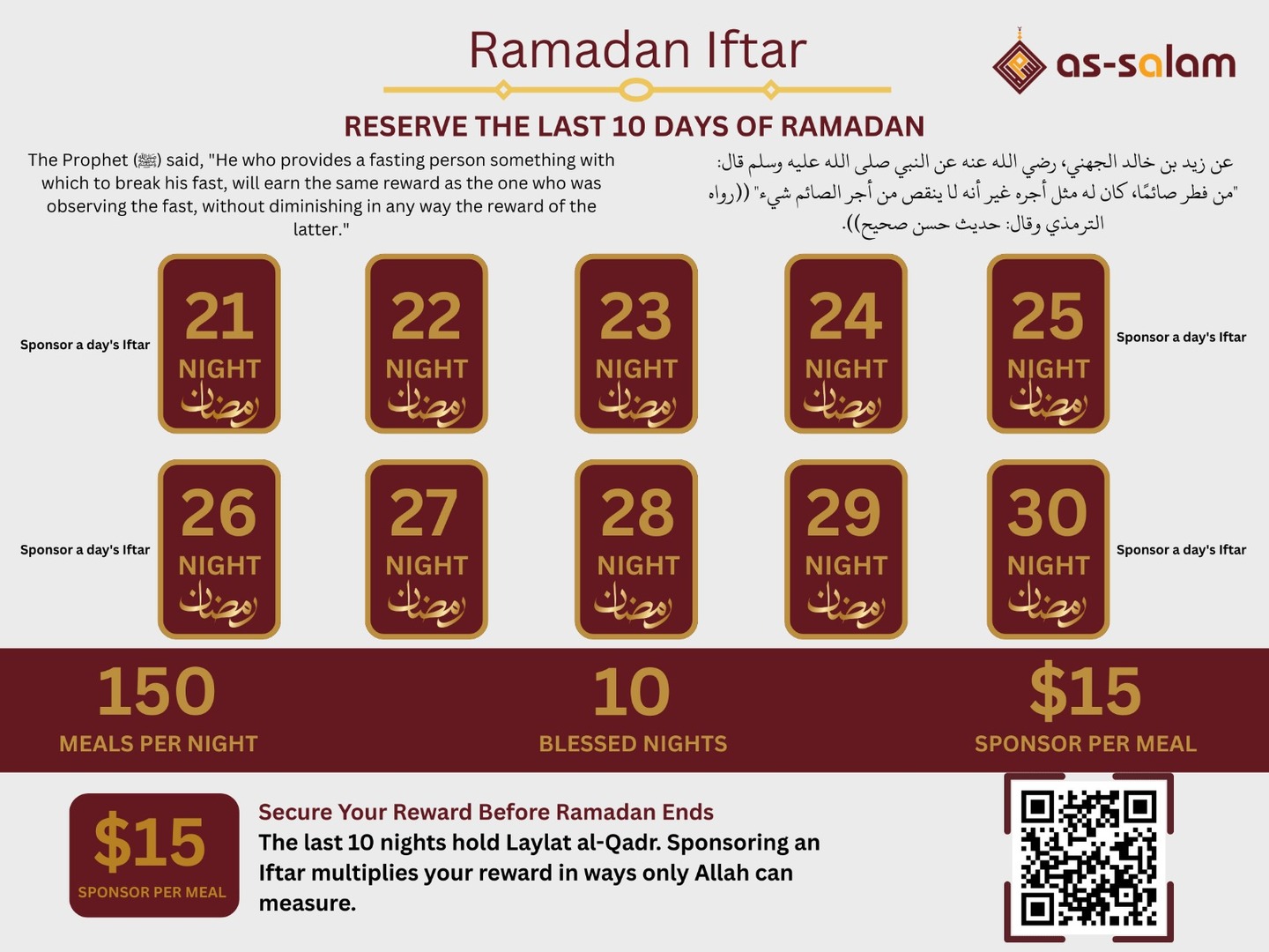 Sponsor an Iftar in the Last 10 Nights