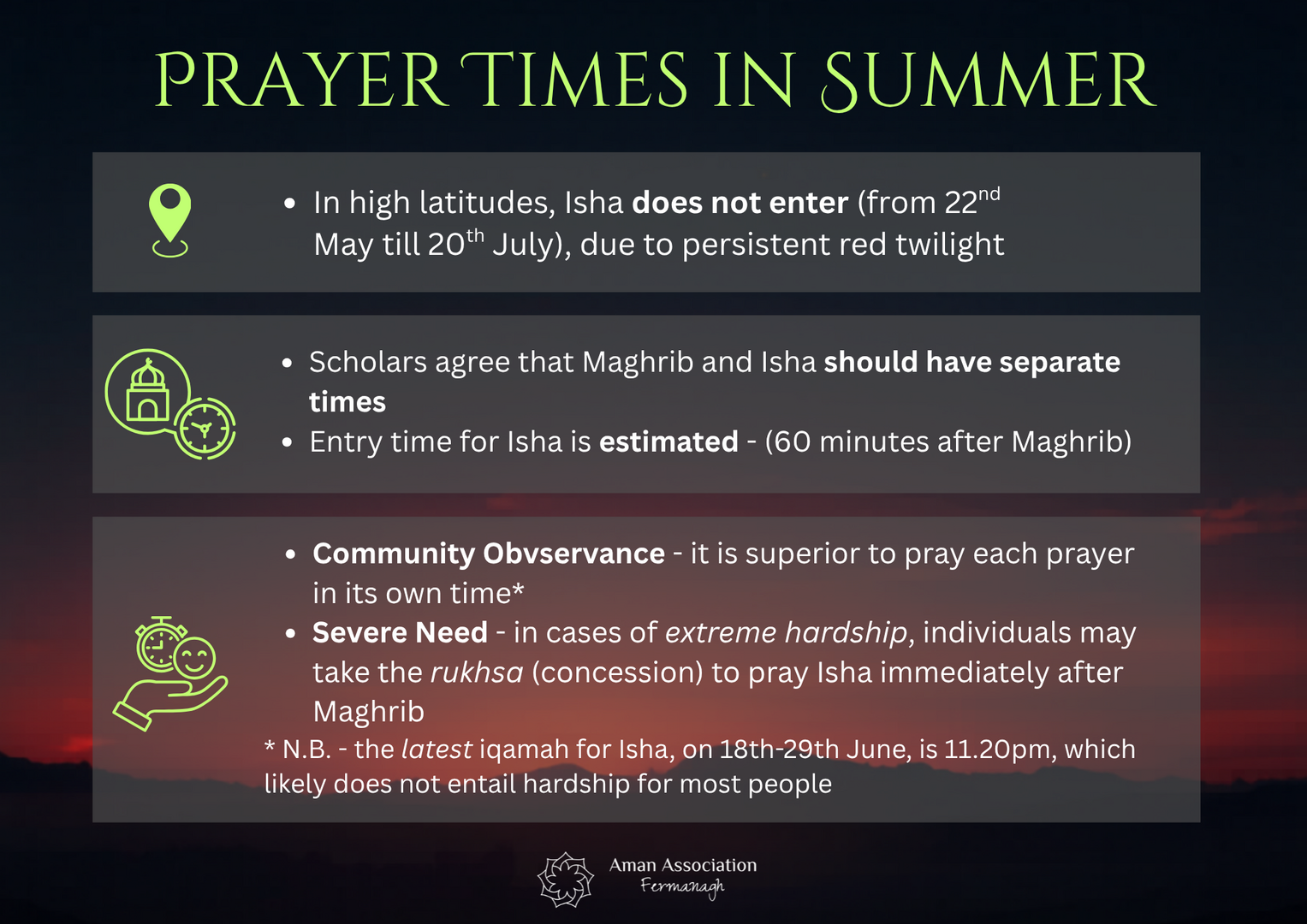 Summer Prayer Times