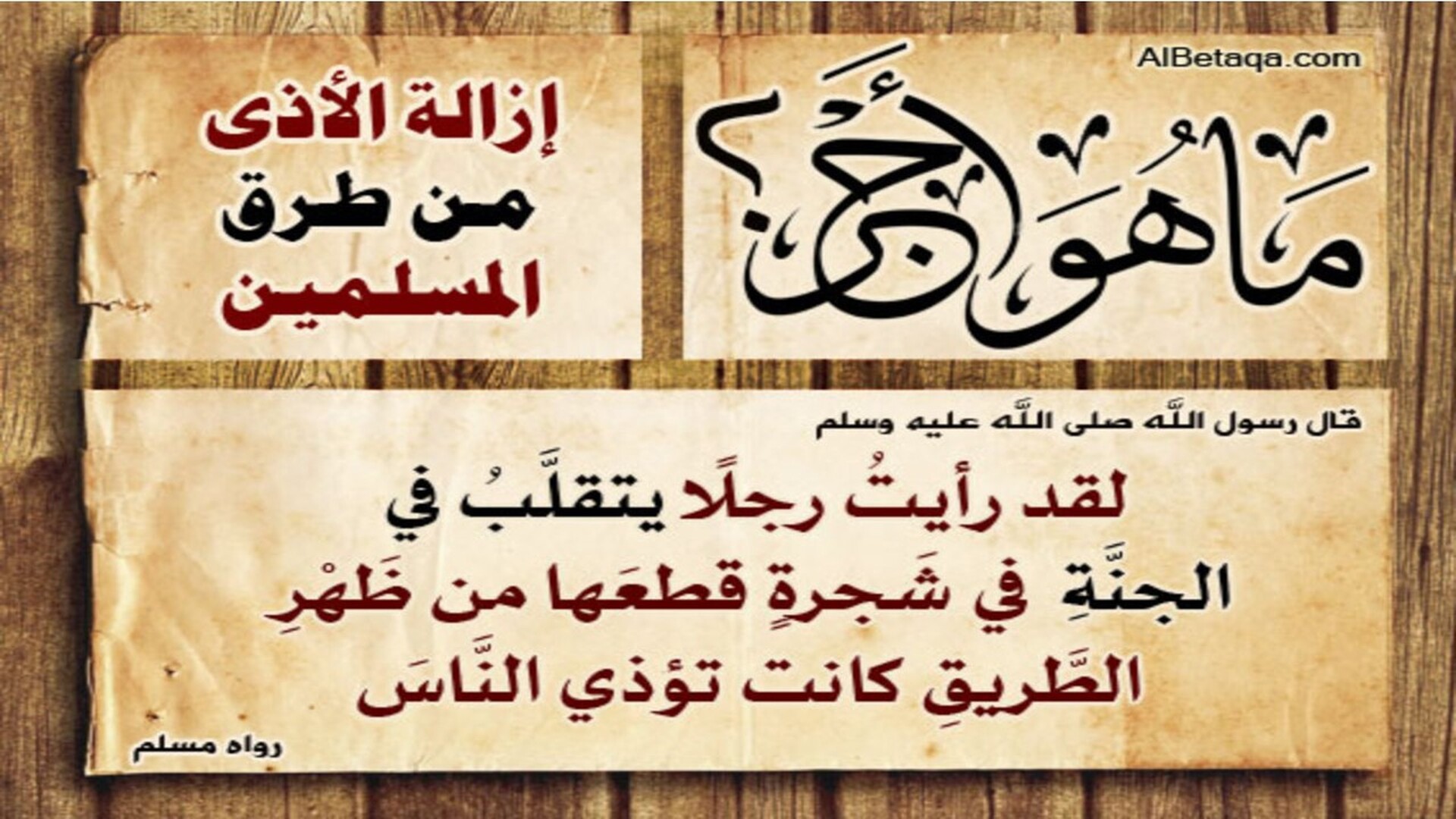 أجر إزالة الأذى عن طرق المسلمين