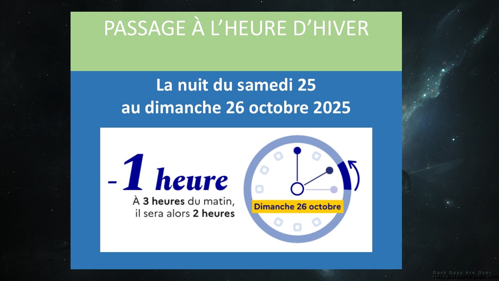 PASSAGE A L'HEURE D'HIVER