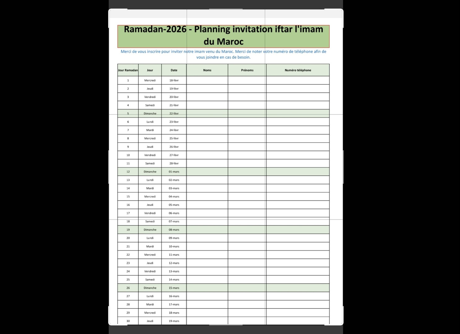 Invitation de l'imam venu du Maroc