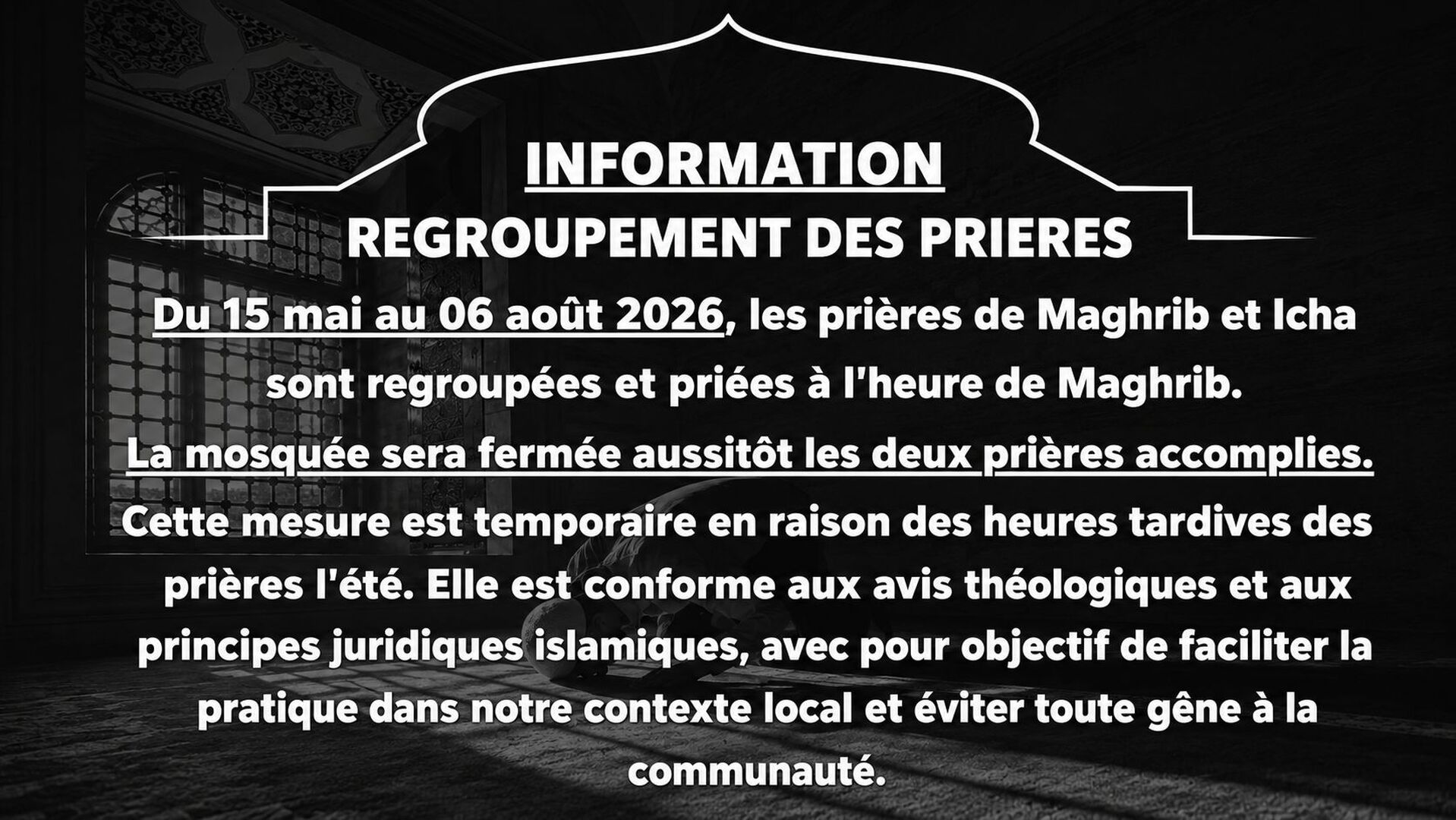 Regroupement des prières