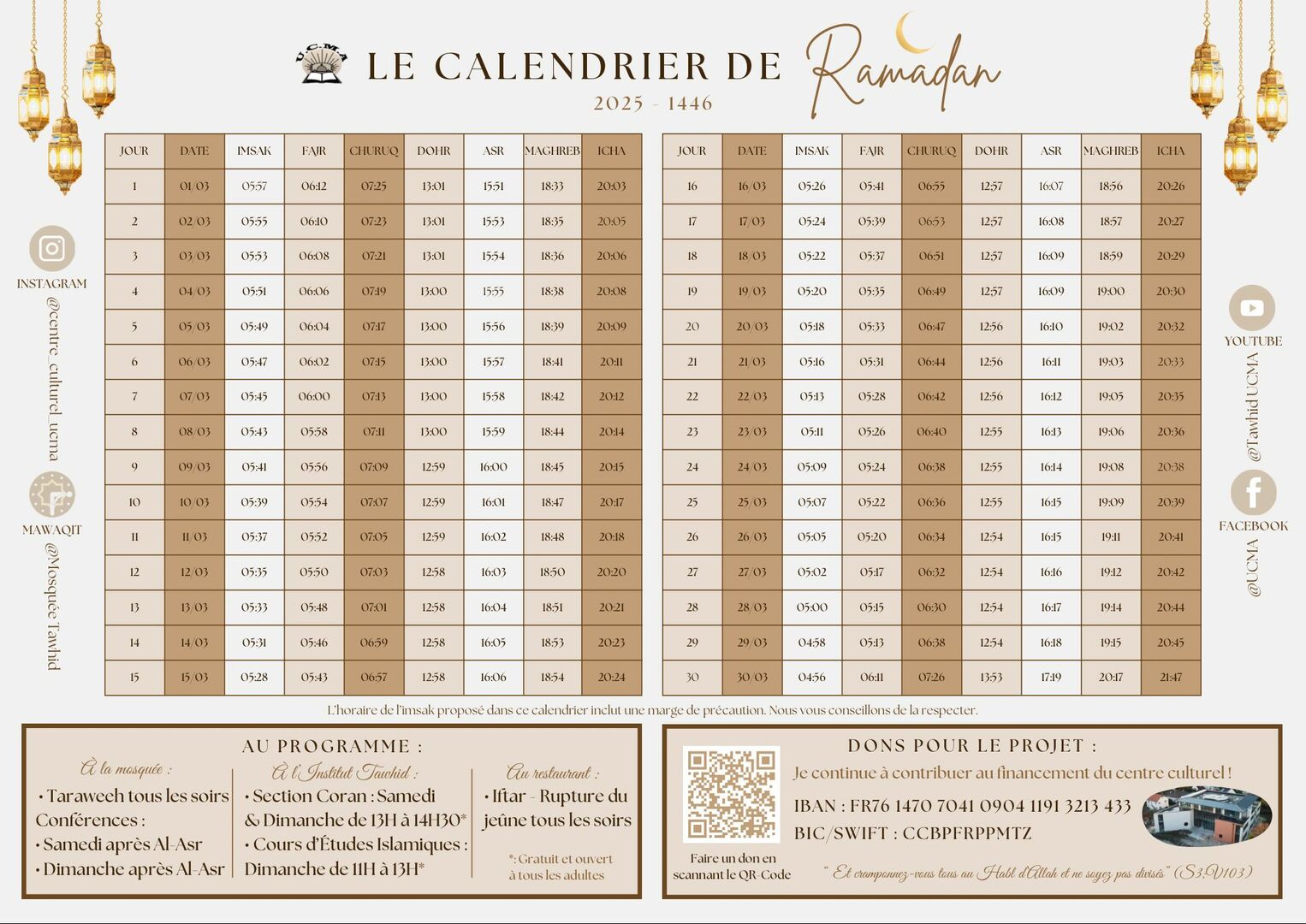 Calendrier de Ramadan