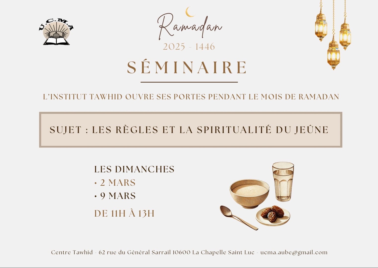 Séminaire dimanches 2 et 9 mars