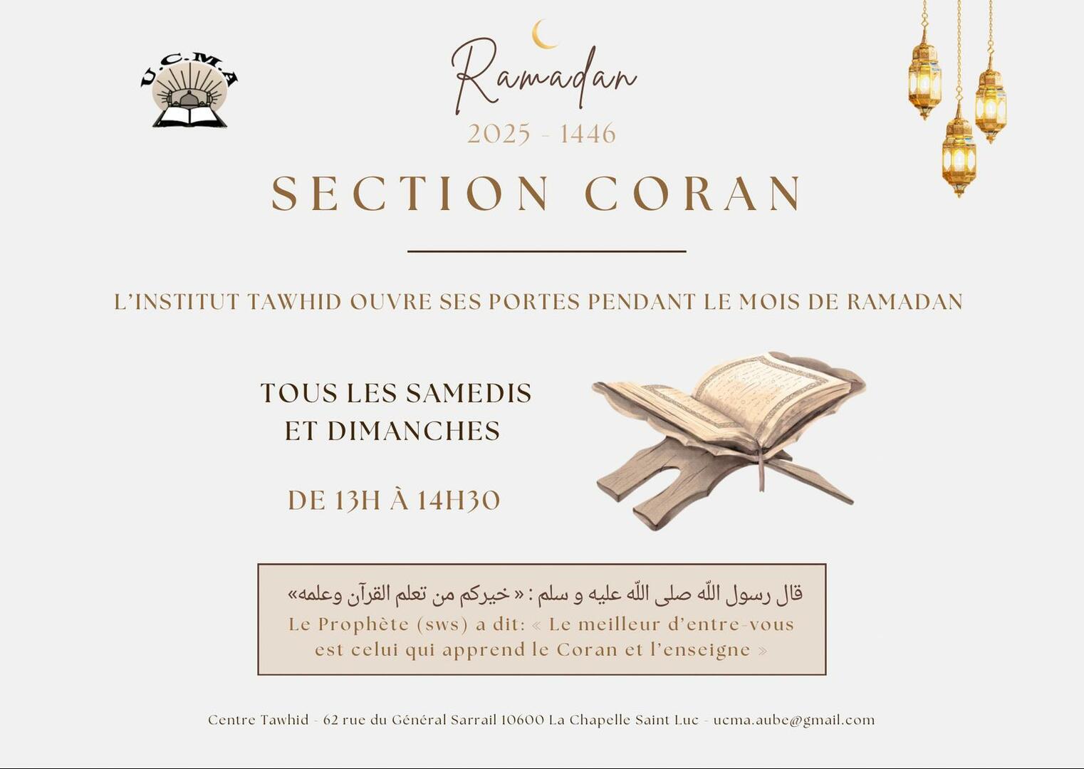 Programme Ramadan - Section Coran