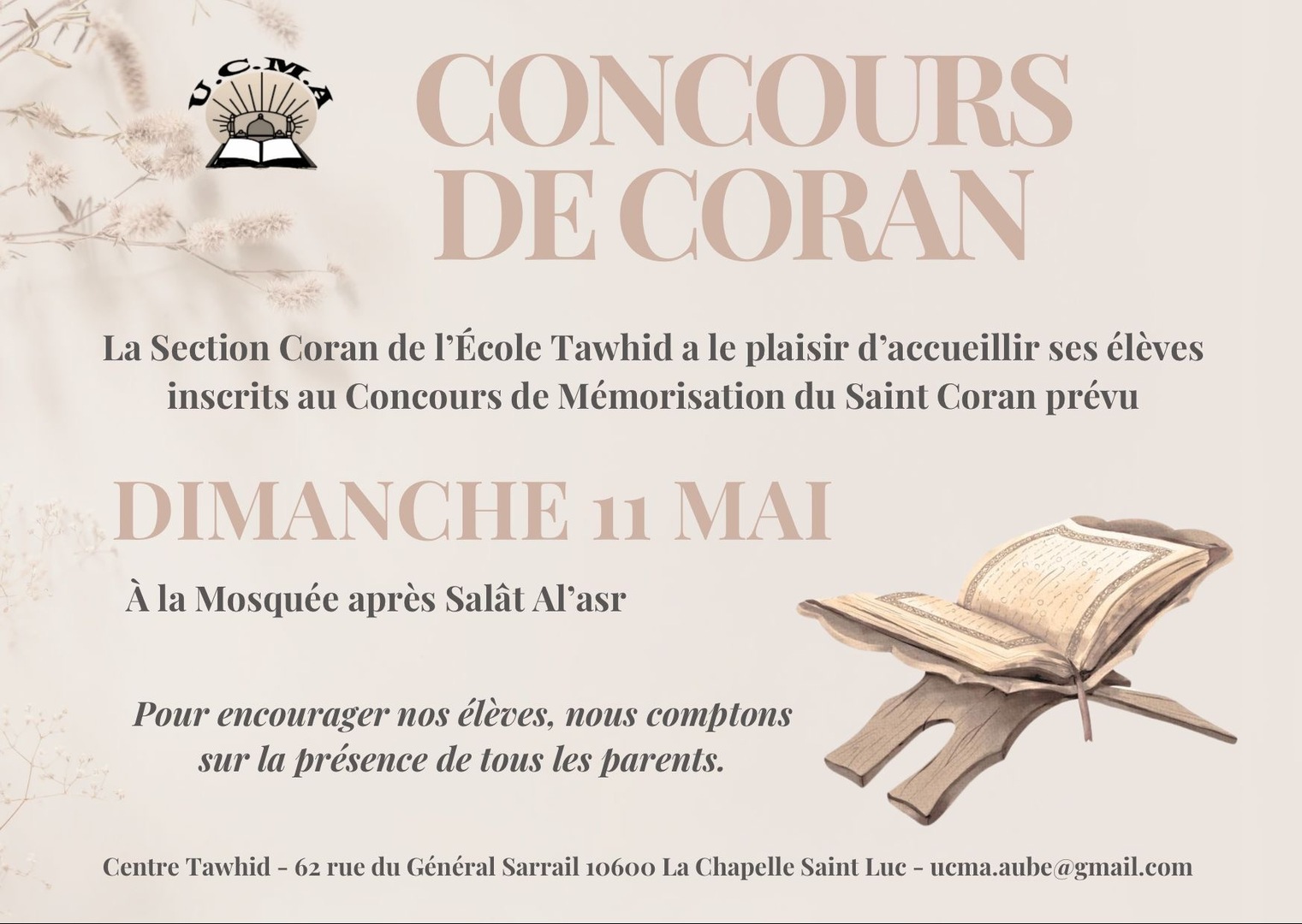 Concours de Coran - dimanche 11 mai