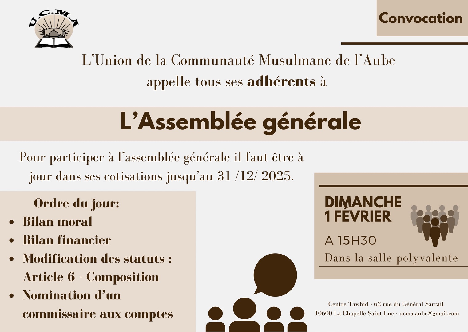 Convocation Assemblée générale - 01/02