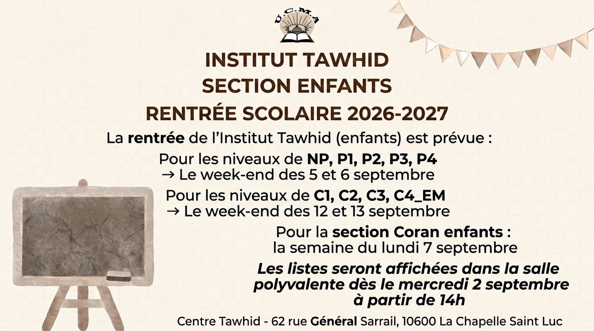 Rentrée scolaire 2026/2027