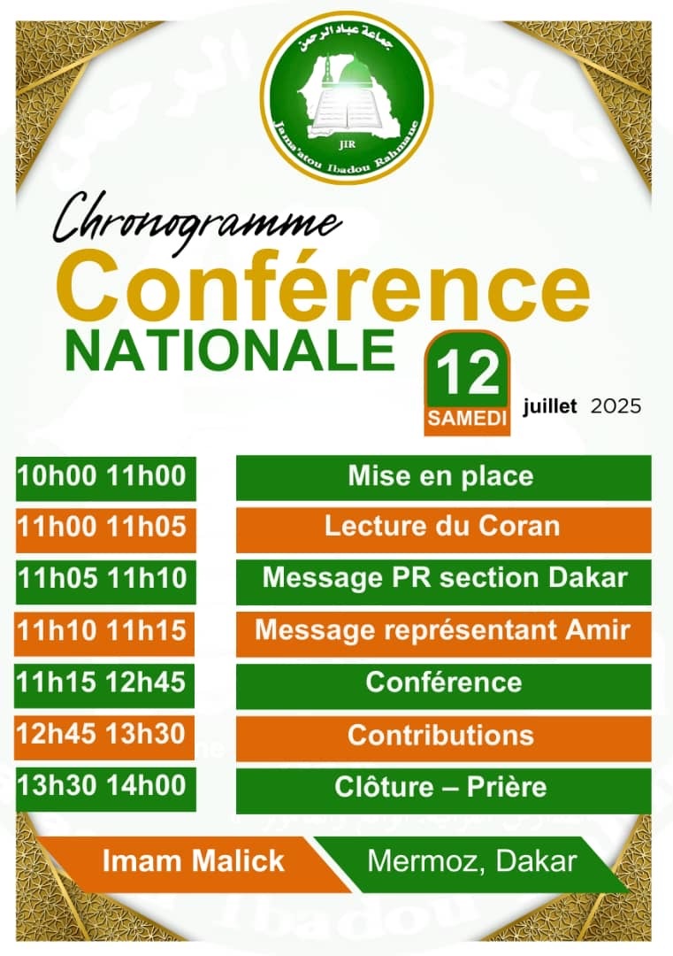 Chronogramme conférence nationale jir
