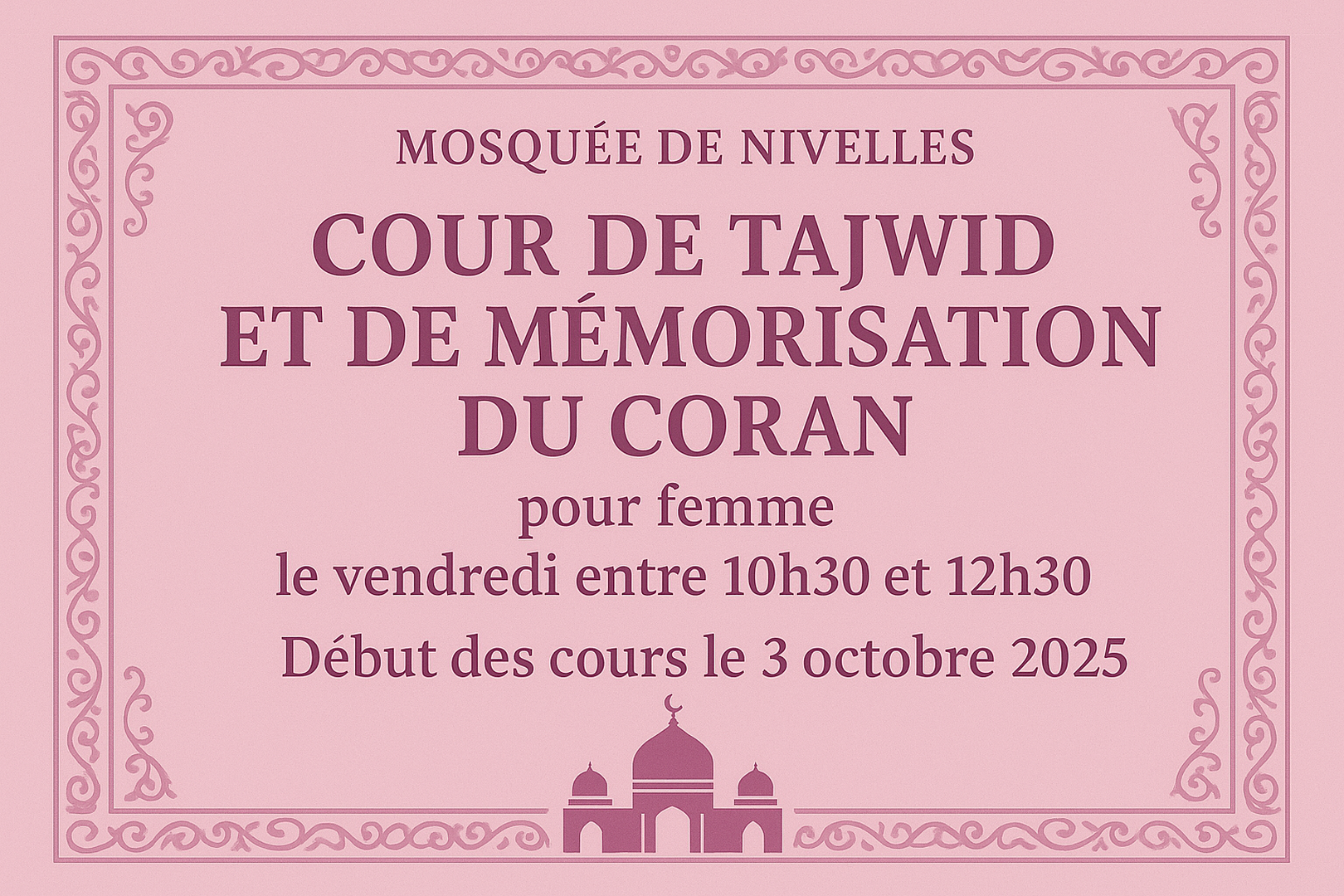 Cour de mémorisation du coran pour femme