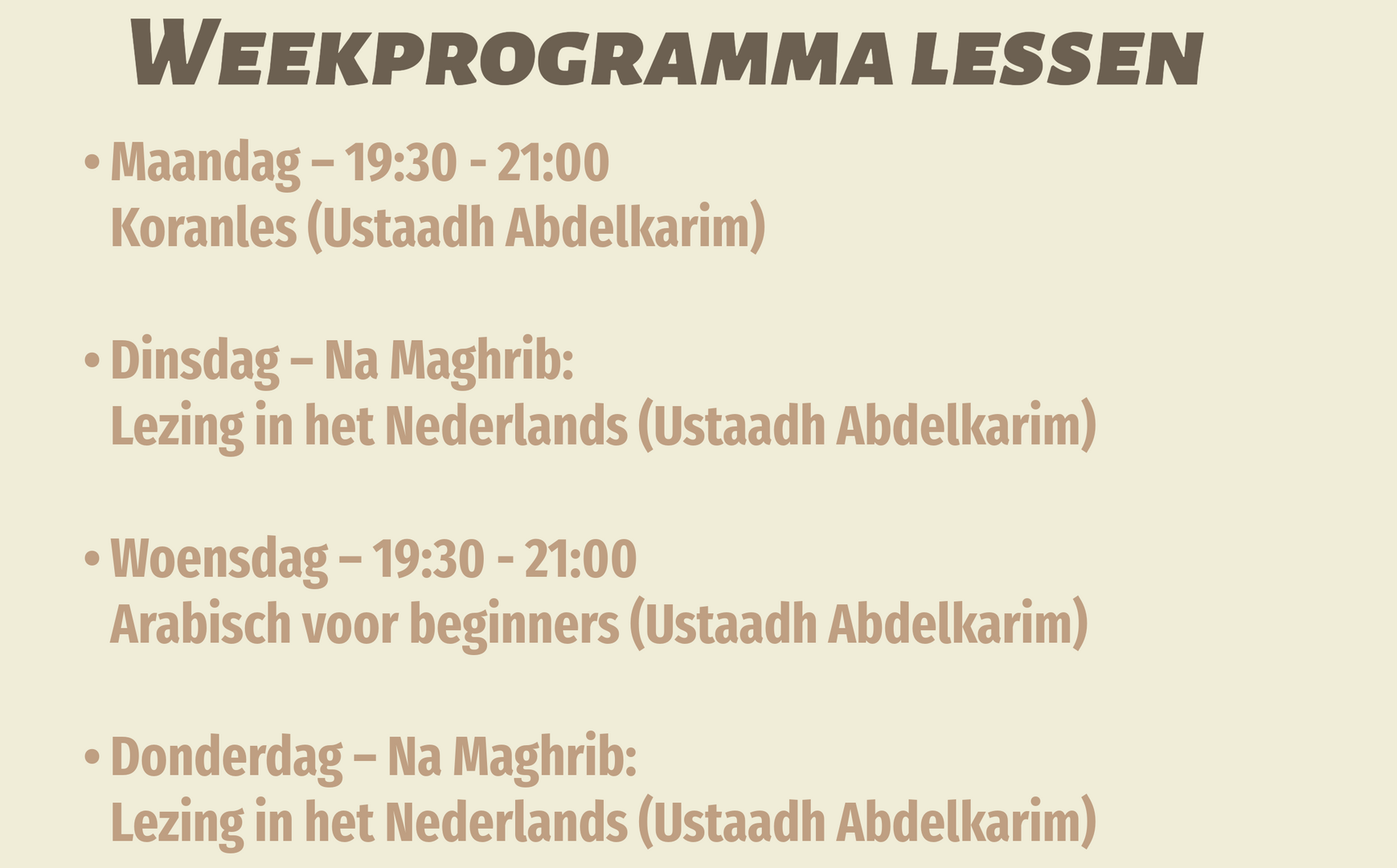 Weekplanning NL1