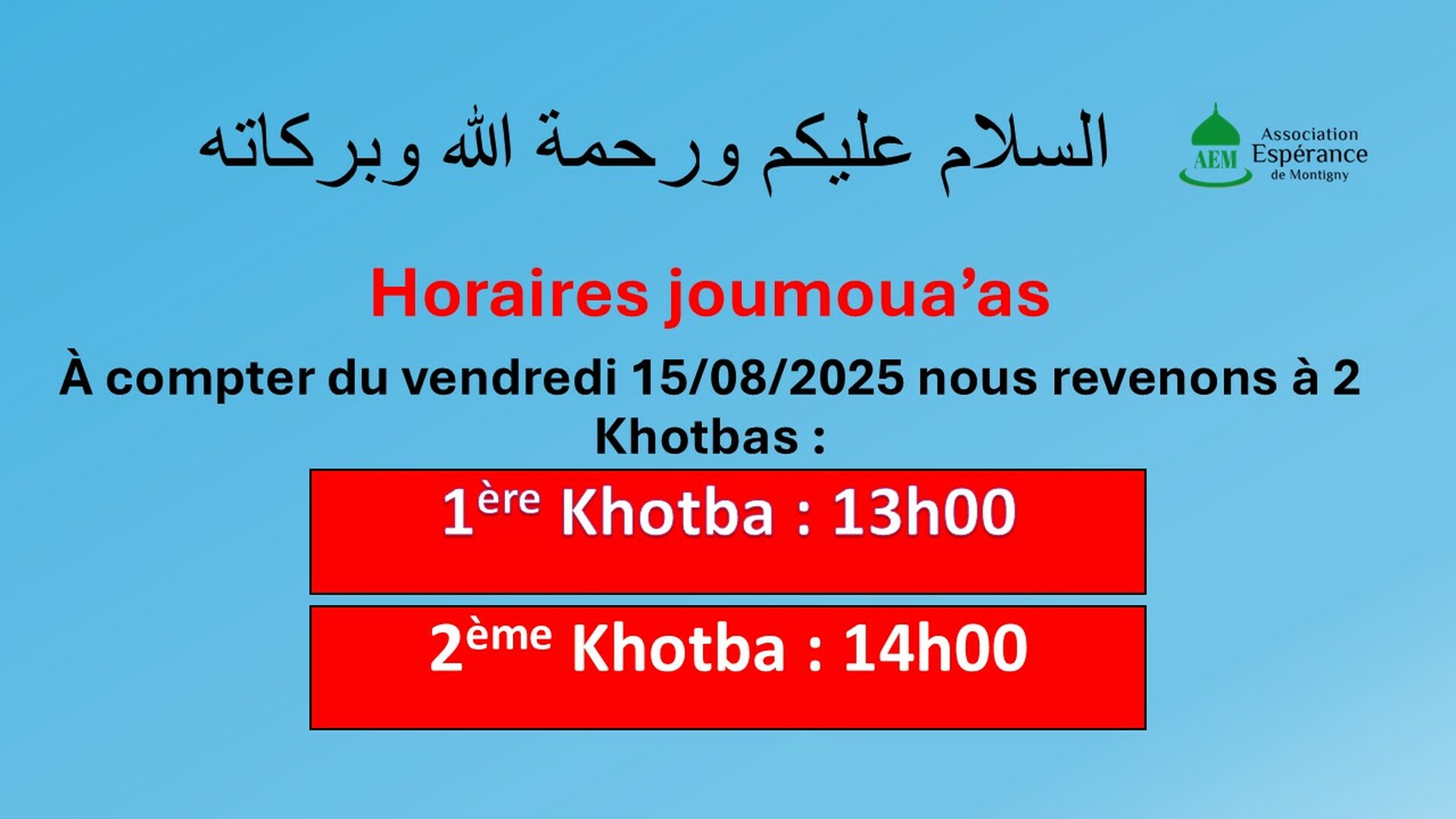 Horaires Joumouaa