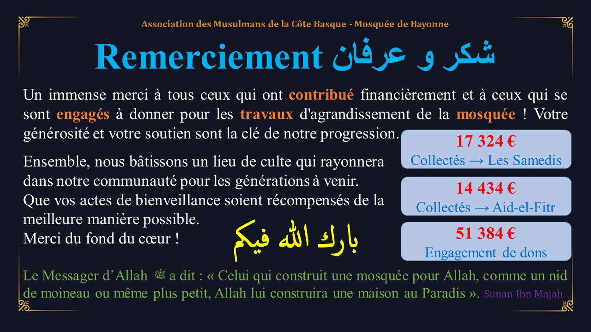 Remerciement - Collecte travaux