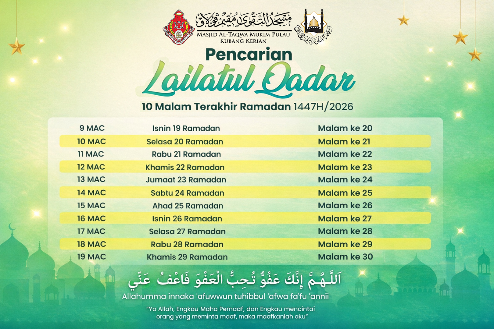 10 Malam Terakhir Ramadan 1447/2026