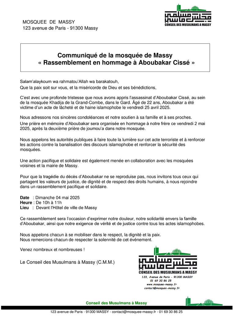 Dim 04/05 10h: Rassemblement à la Mairie