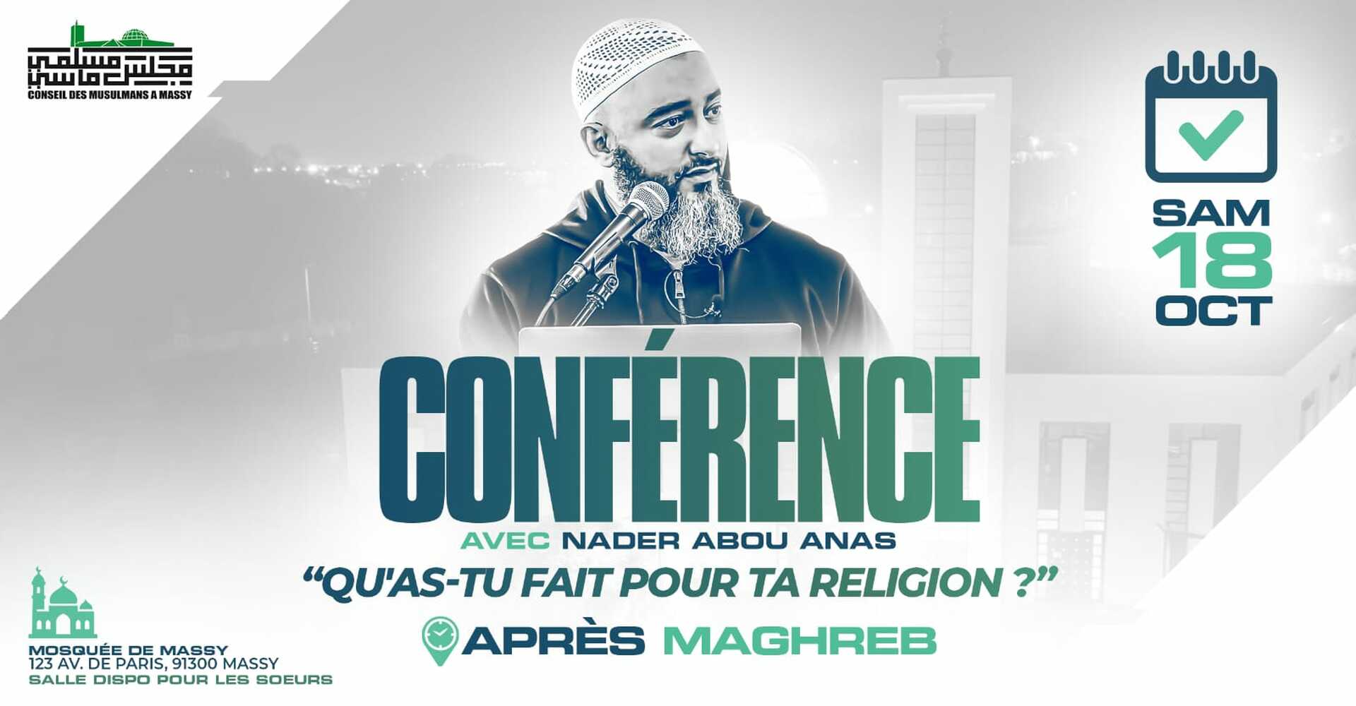 Sam 18/10: Conférence à la mosquée