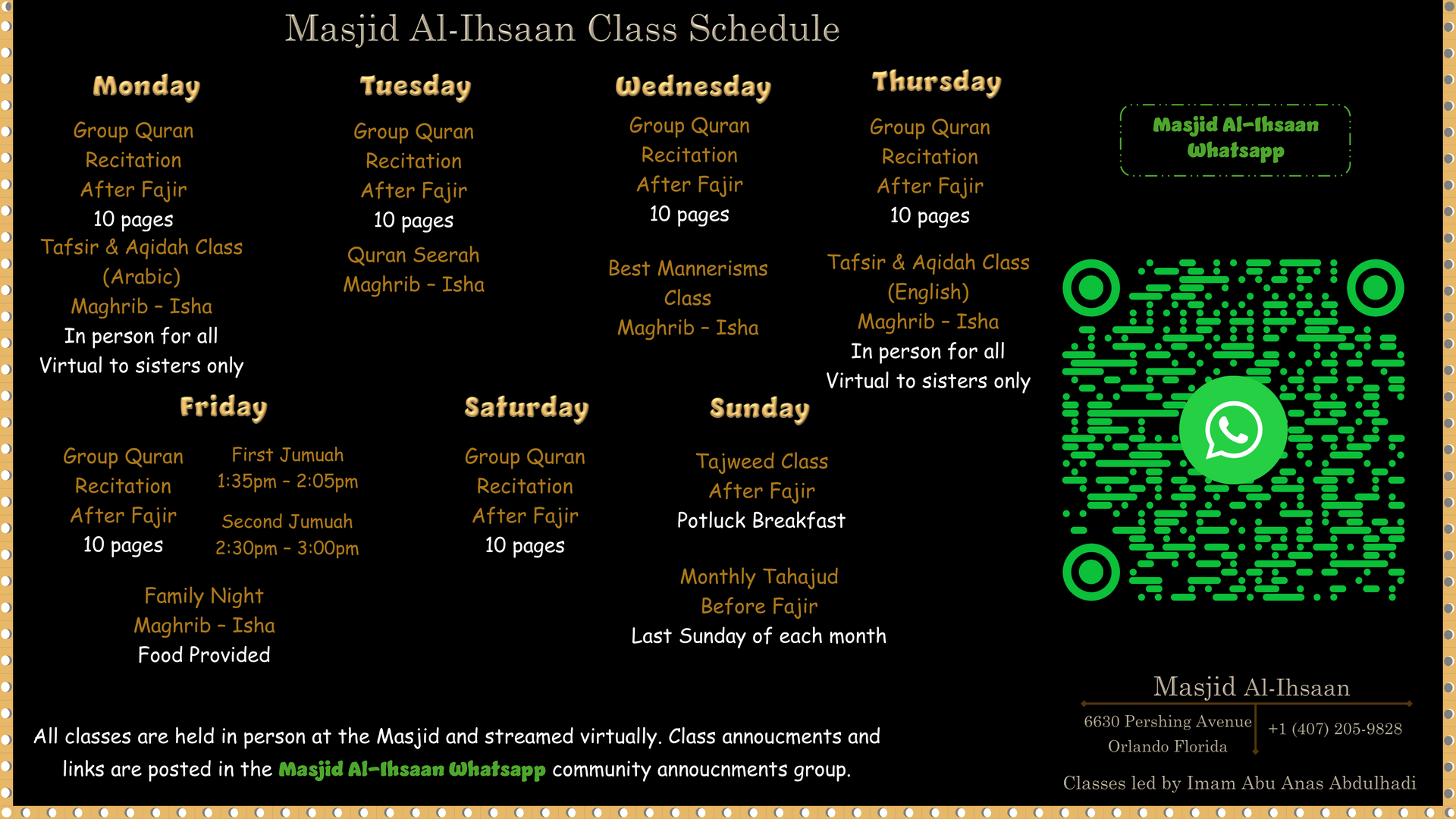 Weekly Schedule