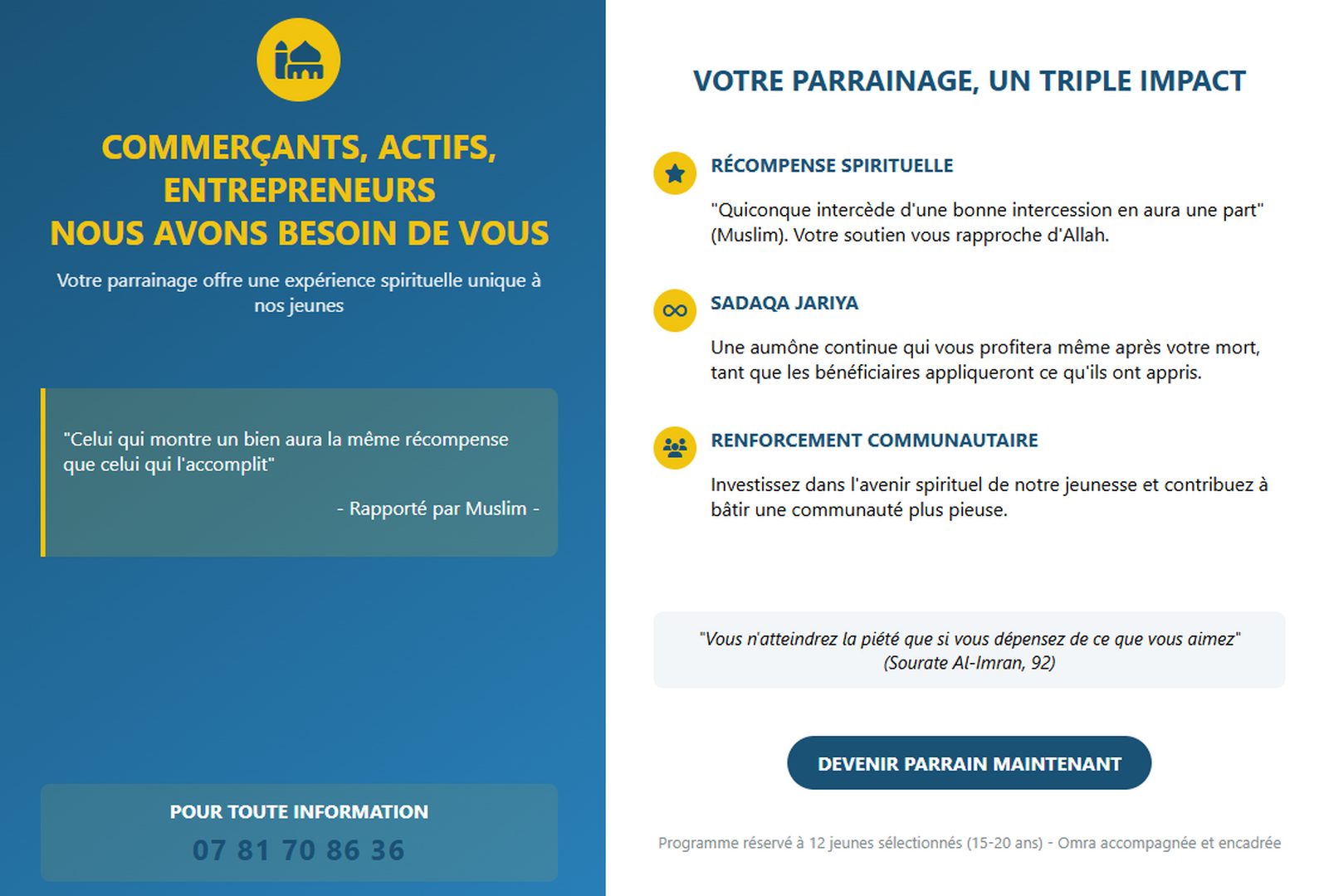 Parrainage Omra