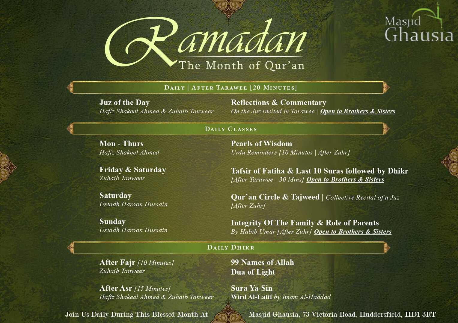 Ramadhan schedule