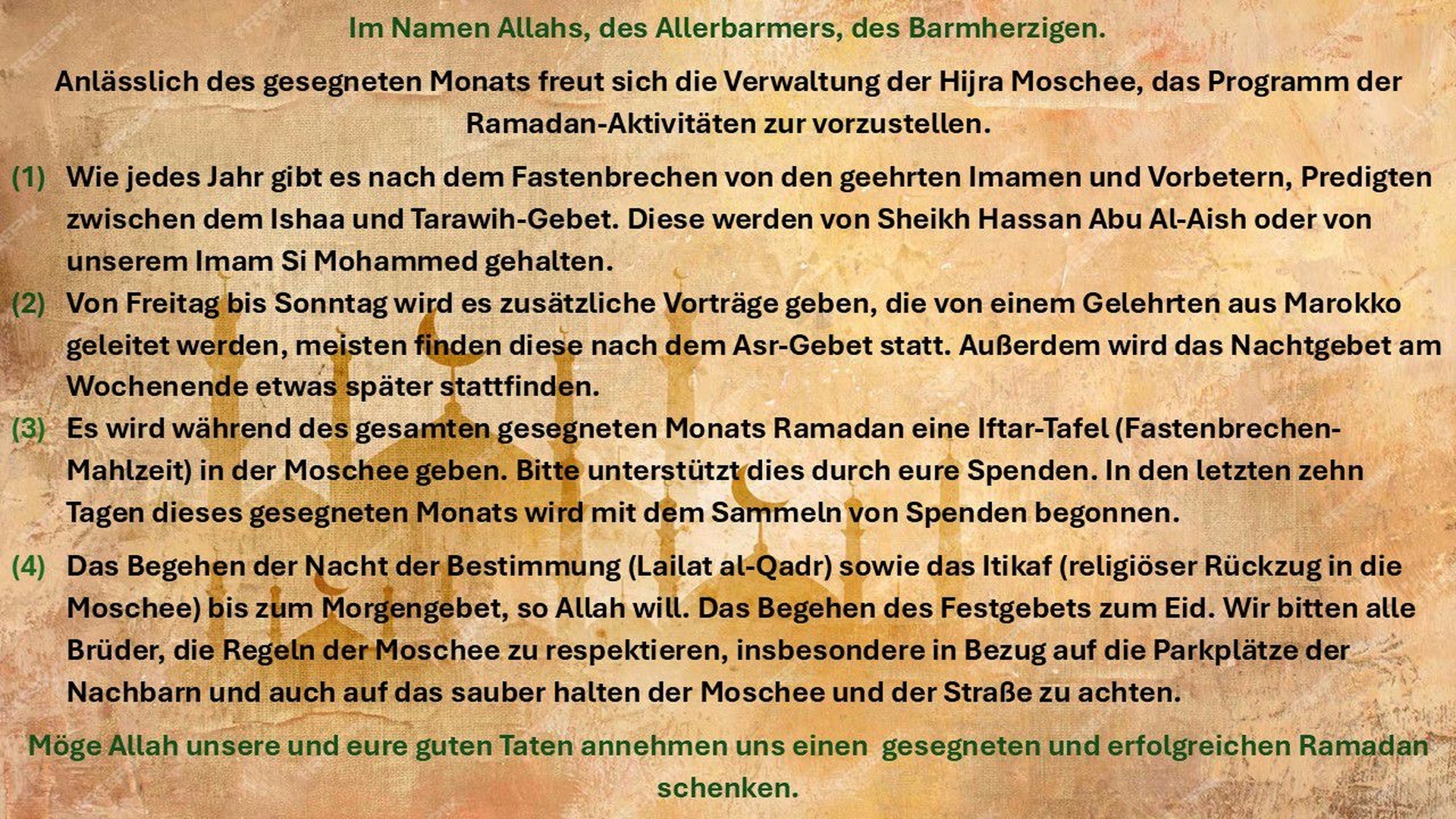 Ramadan-Aktivitäten