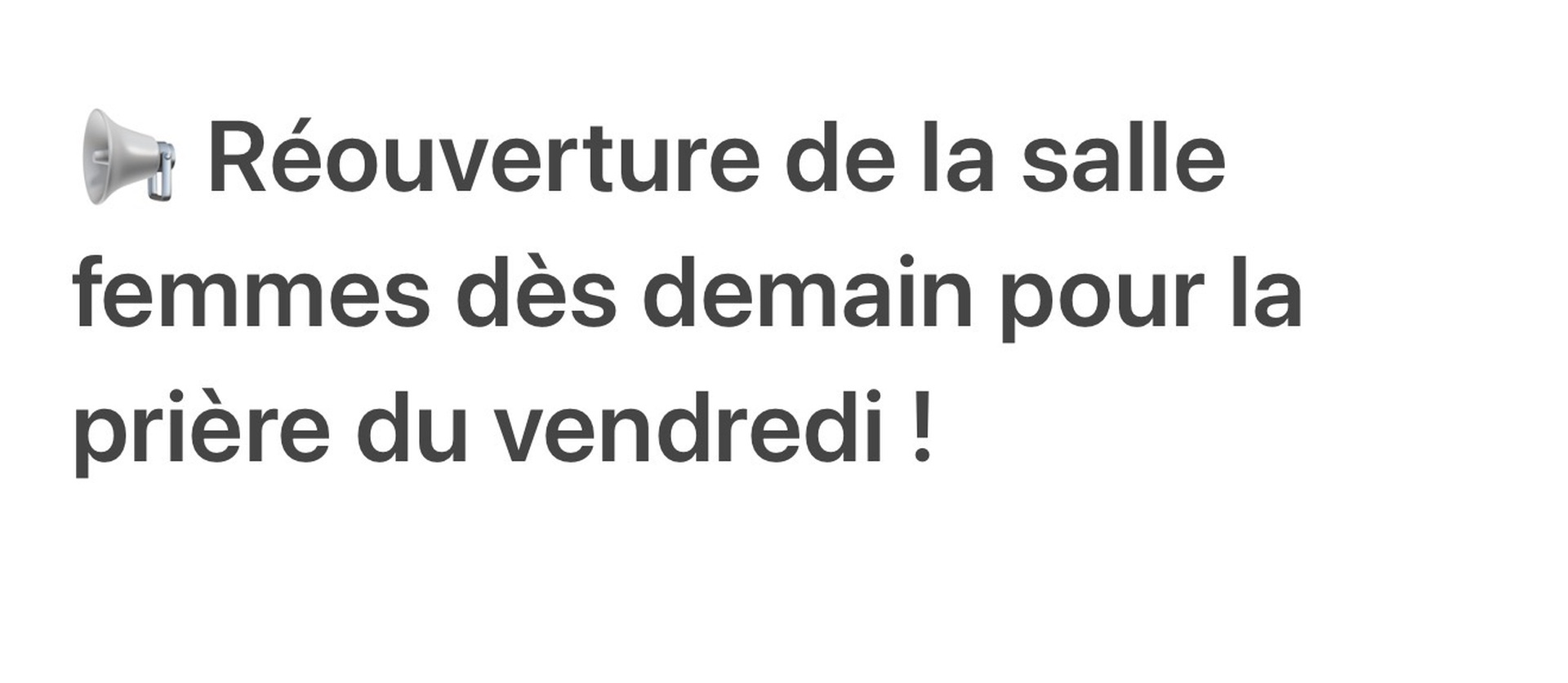 Réouverture de la salle femmes